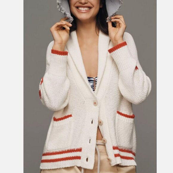 Anthropologie Maeve 2X Shawl Collar American Flag Cardigan Sweater USA NWT Plus - Picture 4 of 7